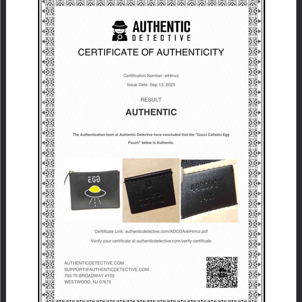 Gucci Black Calfskin Leather Egg Pouch Clutch UFO Design with COA - Picture 3 of 17